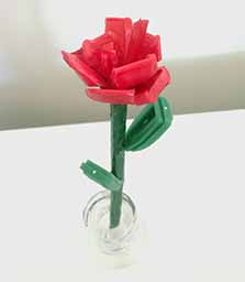 rose sculpture made of scrap plastic from factory